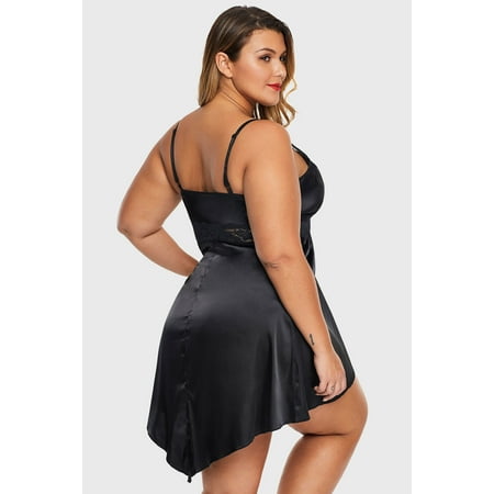 GCKG Women s Black Lace V Neckline Plus Size Babydoll (US 30-32)5X