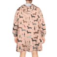thumbnail image 2 of Wearable Blanket Hoodie,Dachshund and Wine Pink Pattern Oversized Sherpa Blanket Hoodie with Super Pockets,Super Warm Fuzzy Pullover for Women & Men, 2 of 6