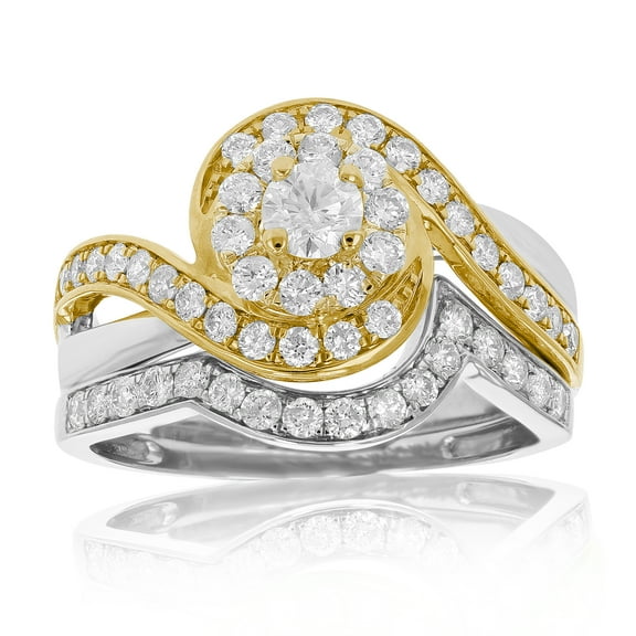 Vir Jewels 1 CTTW Diamond Wedding Ring Bridal Set for Women 14K White and Yellow Gold Round