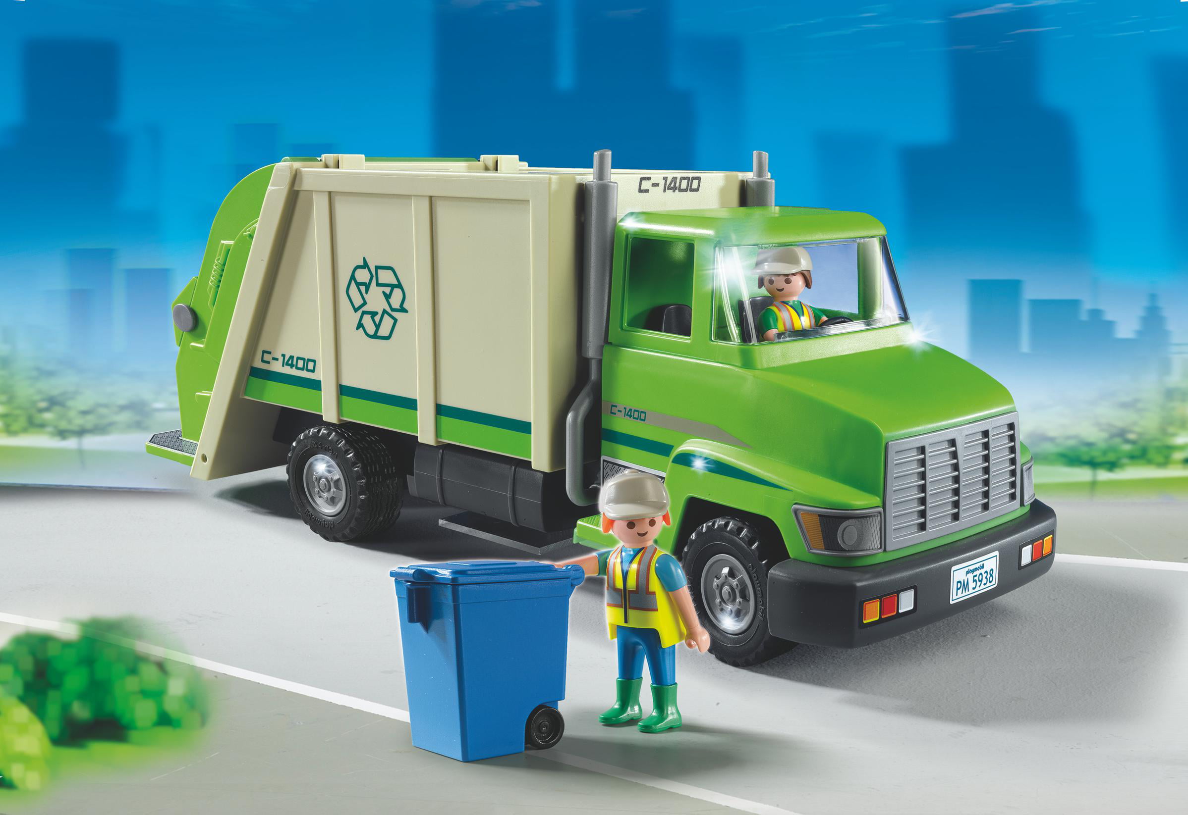 New Toy Boys Girls PLAYMOBIL 5679 Green Recycling Truck Car City Action Ages 4 