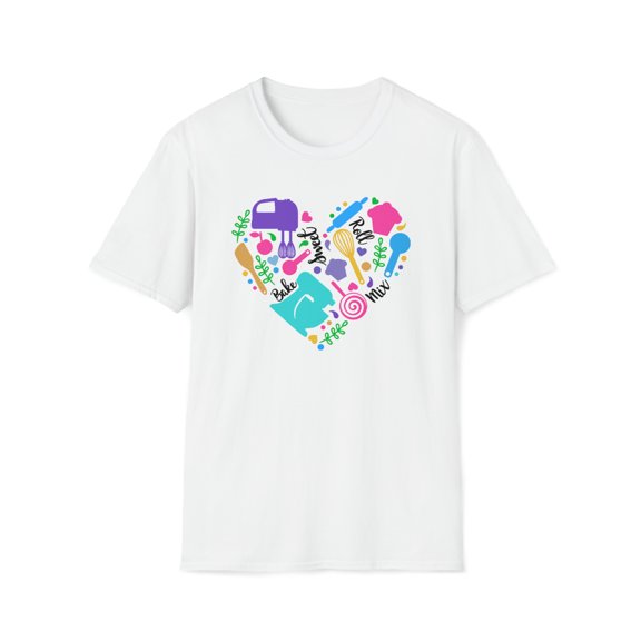 Bakery Heart, Gildan Unisex Softstyle T-Shirt, Baker Graphic Tee, S-3XL