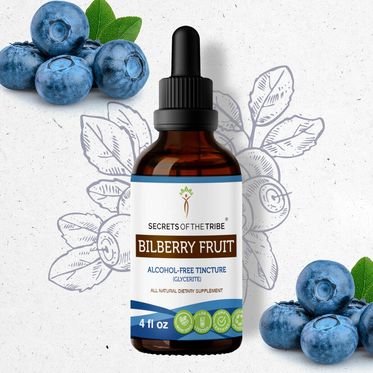 Bilberry Fruit Tincture AlcoholFREE Extract, Organic Bilberry