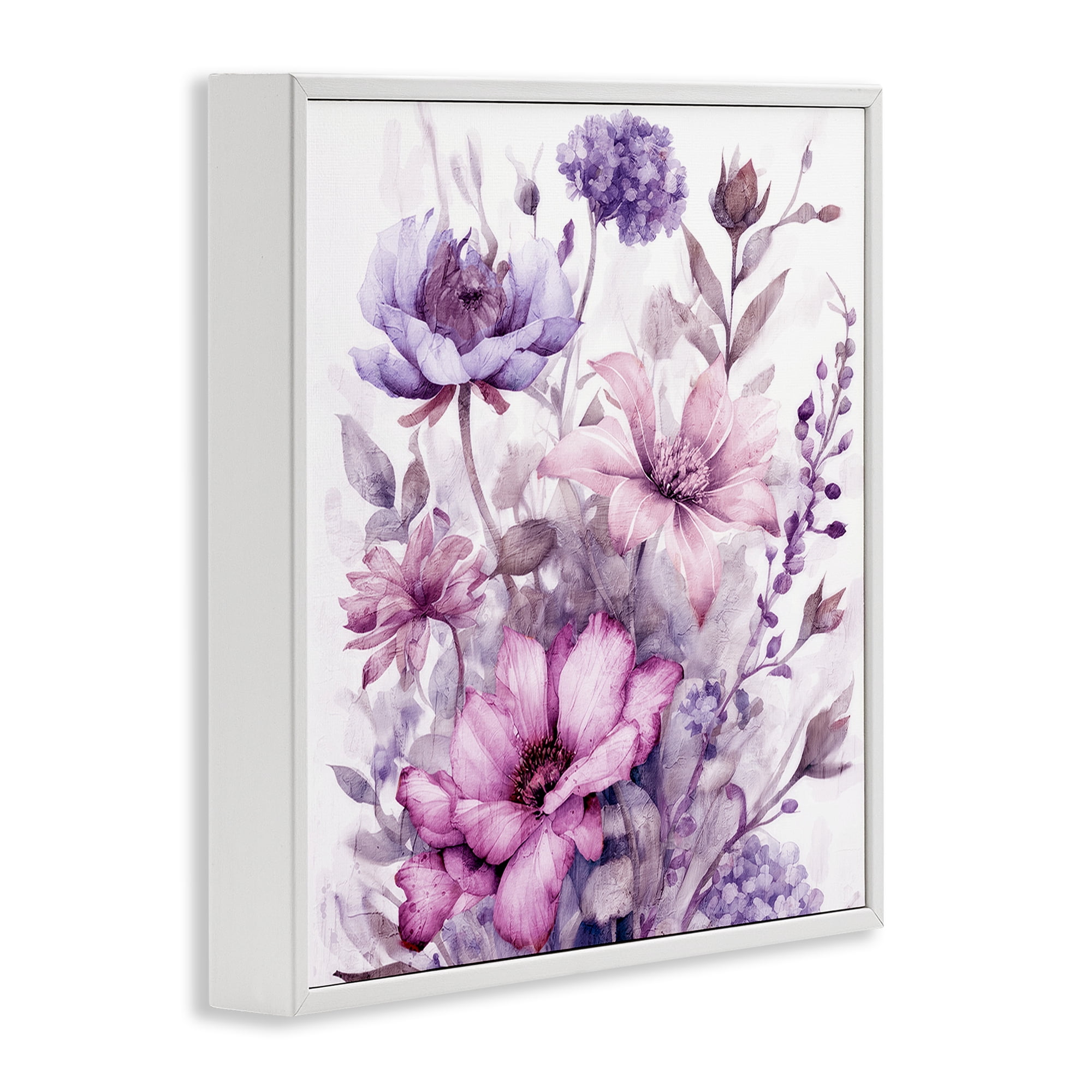 Stupell Industries Purple & Blush Florals White Framed Giclee Art, design by Kim Allen