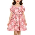 thumbnail image 2 of HAOTAGS Girls Floral Dresses Ruffled Sleeve Square Neck Party Birthday Kids Summer Smock Sundress Multicolor Size 2, 2 of 5
