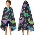 thumbnail image 3 of Space Dinosaur with Crown Pattern Hooded Bath Towel，50"x30" for Ages 3 To 12 Kids, Quick Dry Lightweight Soft Microfiber Hood Beach Towel Cover Up for Kids, 3 of 7