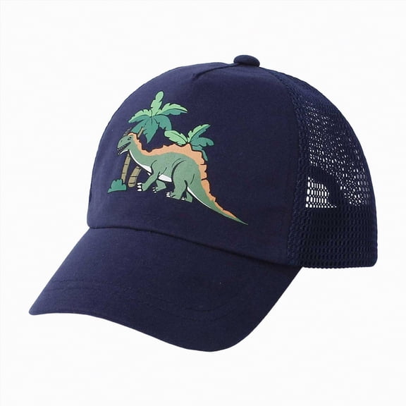 Gibobby Dinosaur Printed Toddler Baseball Hat Mesh Adjustable Sun Hat for 12 18 Months 1-4T Kid Boy Summer Outdoor Beach Infant Sun Cap(3-5 Year,Navy)