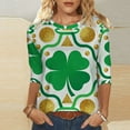 thumbnail image 4 of Pounoo St Patricks Day 3/4 Sleeve Tops for Women St. Pattys Irish Lucky Shamrock Sequin Shirts Outfit Festival Tops Green Clover Clothes Gift, 4 of 8