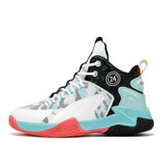 Kids Basketball Shoes Boys Sneakers Girls Trainers Comfort High Top Basketball Shoes for Boys(Little Kid/Big Kid) White Black