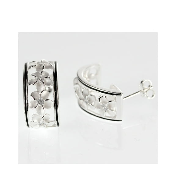 R.H. Jewelry Sterling Silver Hawaii Earrings Plumeria Cluster Flower