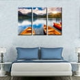 thumbnail image 5 of TISHIRON 3PCS Framed Canvas Wall Art Set,60"x40" Mountain Lake Sunset Three Boats Canvas Art Decor, 5 of 7