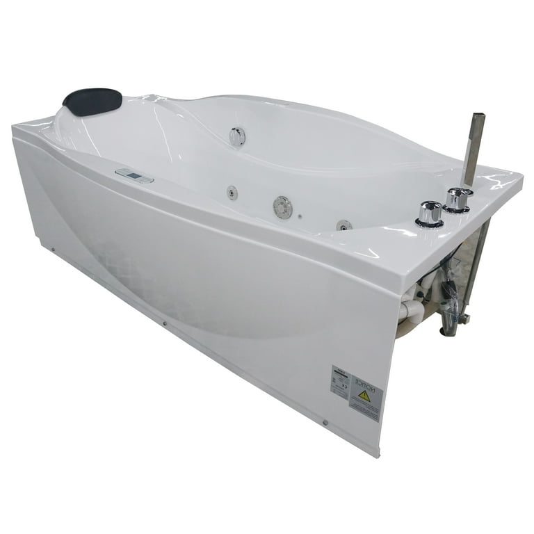 Eago AM189ETL-R 72 Acrylic Whirlpool Bathtub w/ Fixtures, Right Drain - White