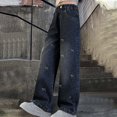 thumbnail image 5 of Girls Baggy Jeans Elastic Waist Wide Leg Pants Kids High Waisted Straight Leg Denim Pant Loose Long Pants with Pocket, 5 of 5