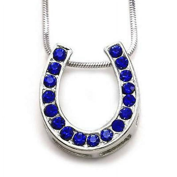 Royal Blue Horseshoe Pendant Necklace Lucky Western Cowgirl Horse Shoe n306