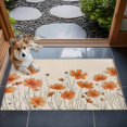 thumbnail image 4 of 2x3 Door Mat Rug, Orange Spring Floral Non-Skid Rubber Backing Large Rectangle Rugs - Living Room Bedroom Home Office, Summer Botanical Rustic Daisy Indoor Floor Mat Carpets Washable Rug, 4 of 9
