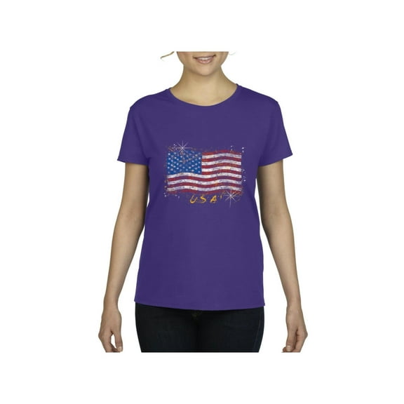 IWPF - Women's T-Shirt Short Sleeve - American Flag USA in Gold
