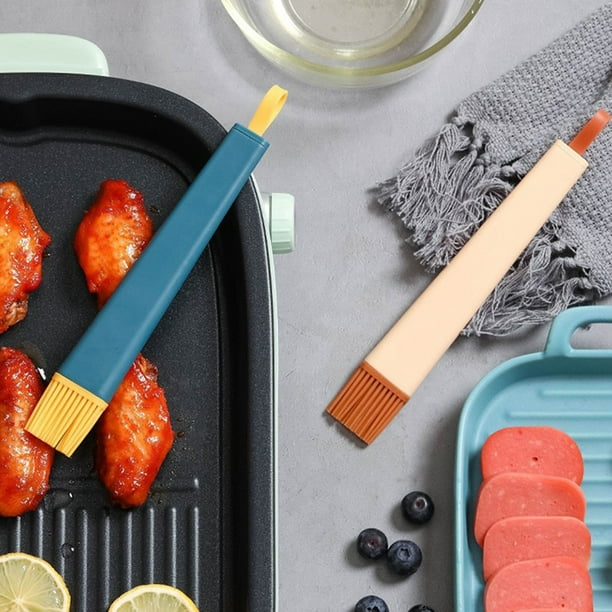 Cepillo de silicona para bañar - Cepillo resistente al calor para barbacoa y cocina para hornear, tortitas, pan con mango antideslizante y gancho