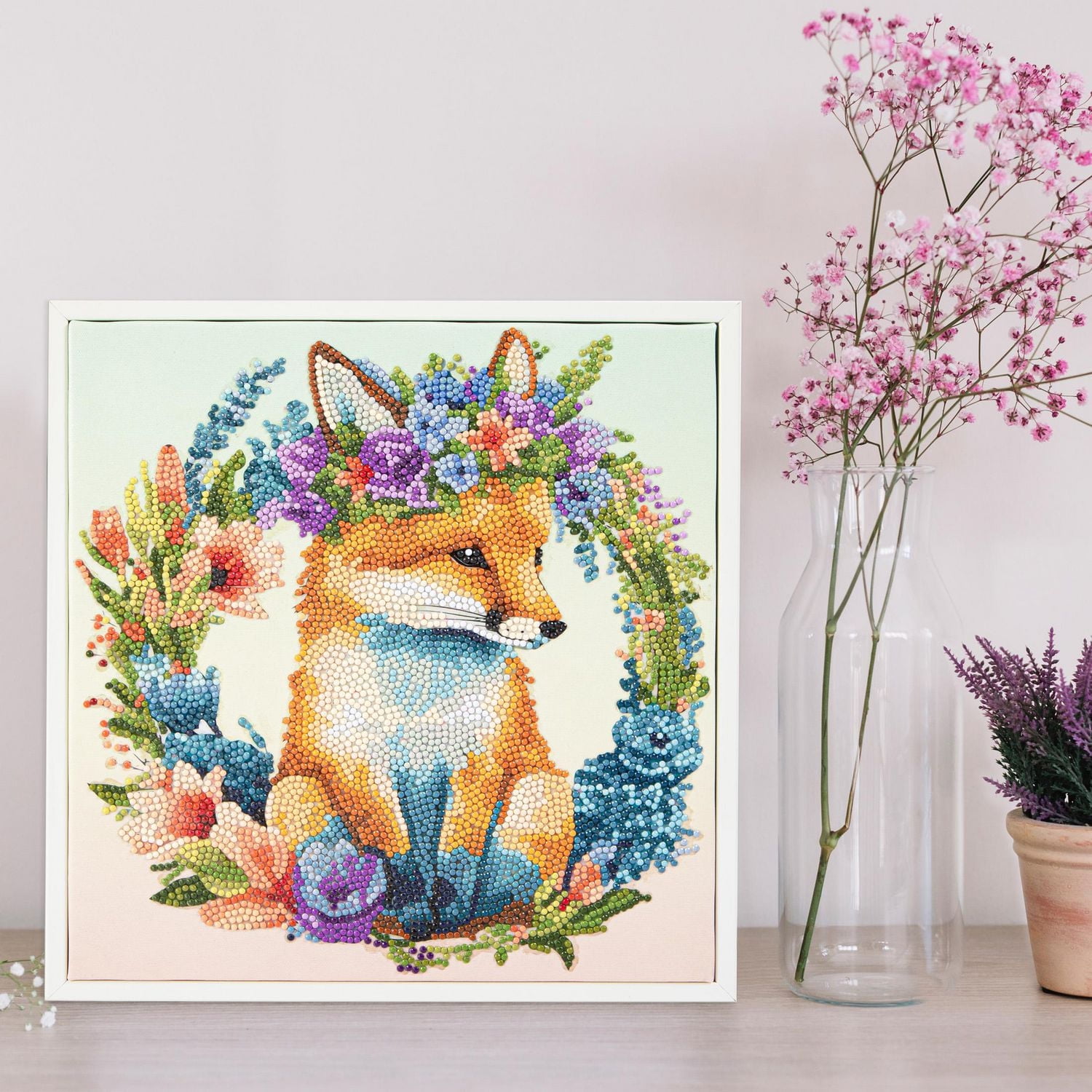 DIAMOND DOTZ® Floral Garland Fox Special Edition Diamond Painting Kit, Design Size: 11 x 11 inches