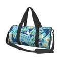 thumbnail image 2 of Xecao Flying Swallows print Round Travel Duffel Bag is a foldable gym bag with an inner pocket, perfect for travel sports, 2 of 8