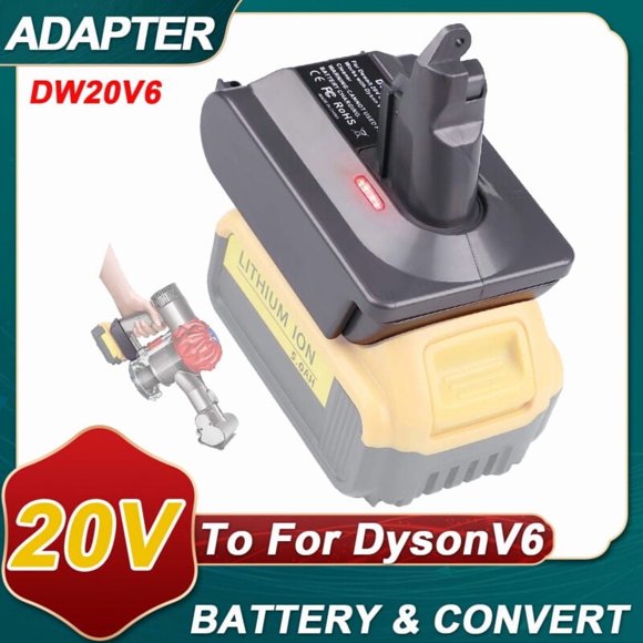 Bonacell Adaptateur de Batterie pour Dewalt DCB200, Adaptateur de Batterie vers Dyson V6/V7/V8 avec Piles d'Outils au Lithium de la Série Dyson V6