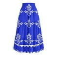 thumbnail image 5 of WTOBBY Beach Vacation Floral Maxi Skirt Women's Drawstring High Waisted Long Skirt Lightweight Summer Tiered Flowy Pleated Skirt with Elastic Waist for Boho Style,Royal Blue L, 5 of 5