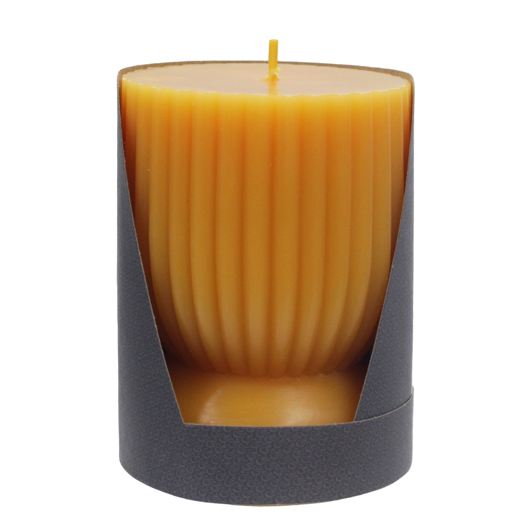 Better Homes & Gardens Unscented Ribbed Pillar Candle, Orange, 3 in x 4 in