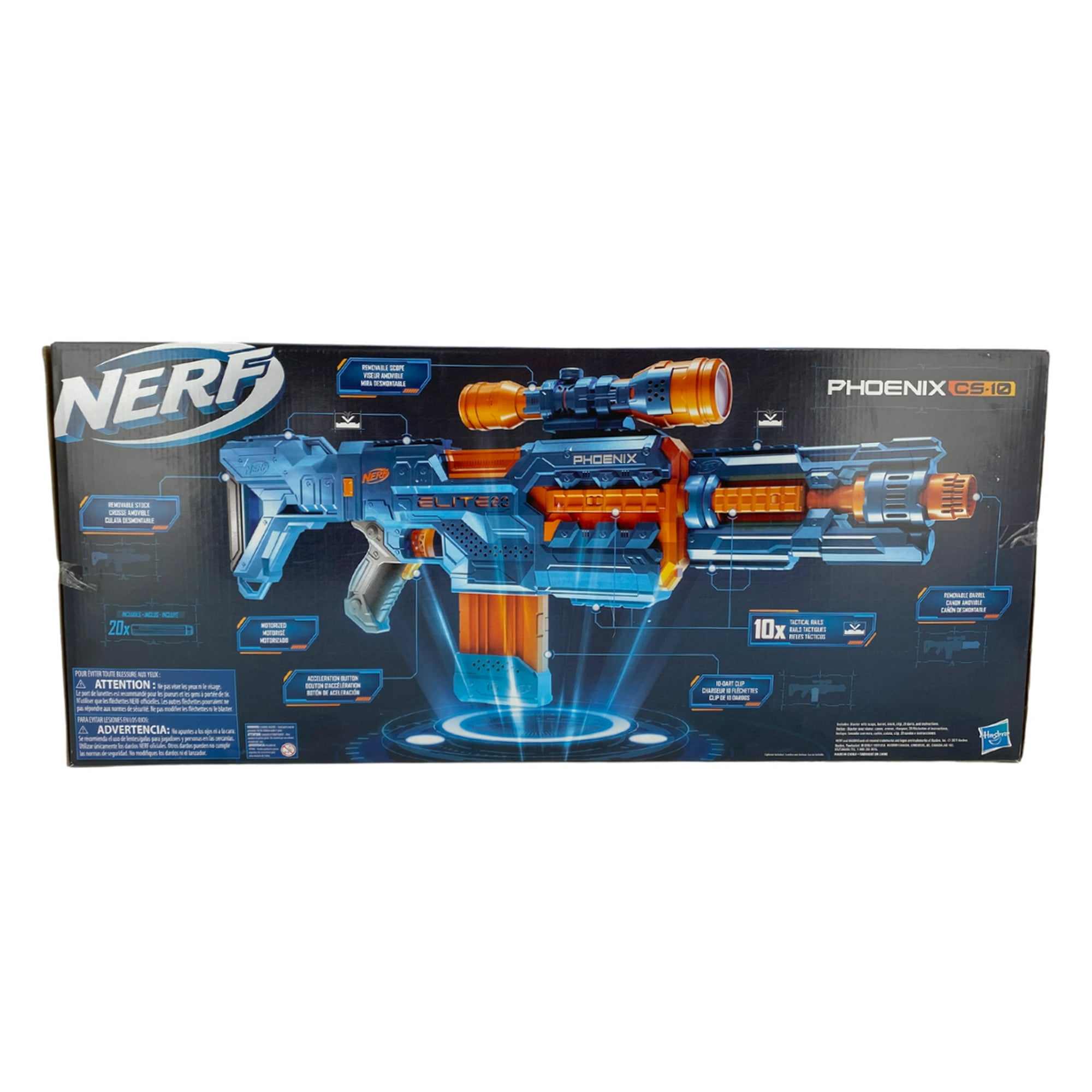 Nerf ELITE Phoenix CS-10 Pistolet en Mousse avec 20 Fléchettes en  Mousse Pistolet Motorisé