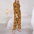 thumbnail image 3 of Haiem Vintage Brown Plaid Sunflower Pattern Women’s Long-sleeve Sleepwear,Sleepwear Set,2-piece Loungewear Set,Soft PJs Comfy Nightwear with Pockets-Large, 3 of 7