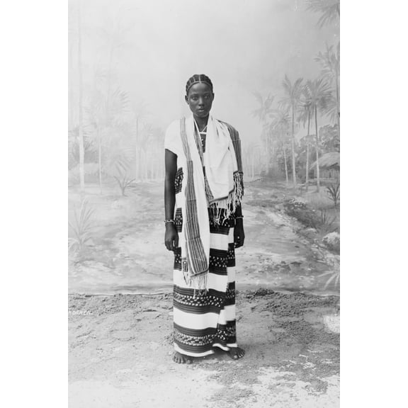 Print: African Woman, Full-Length Portrait, Standing, Facing Front, 1900