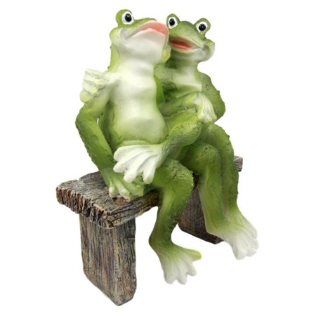 frogs on a bench garden statue