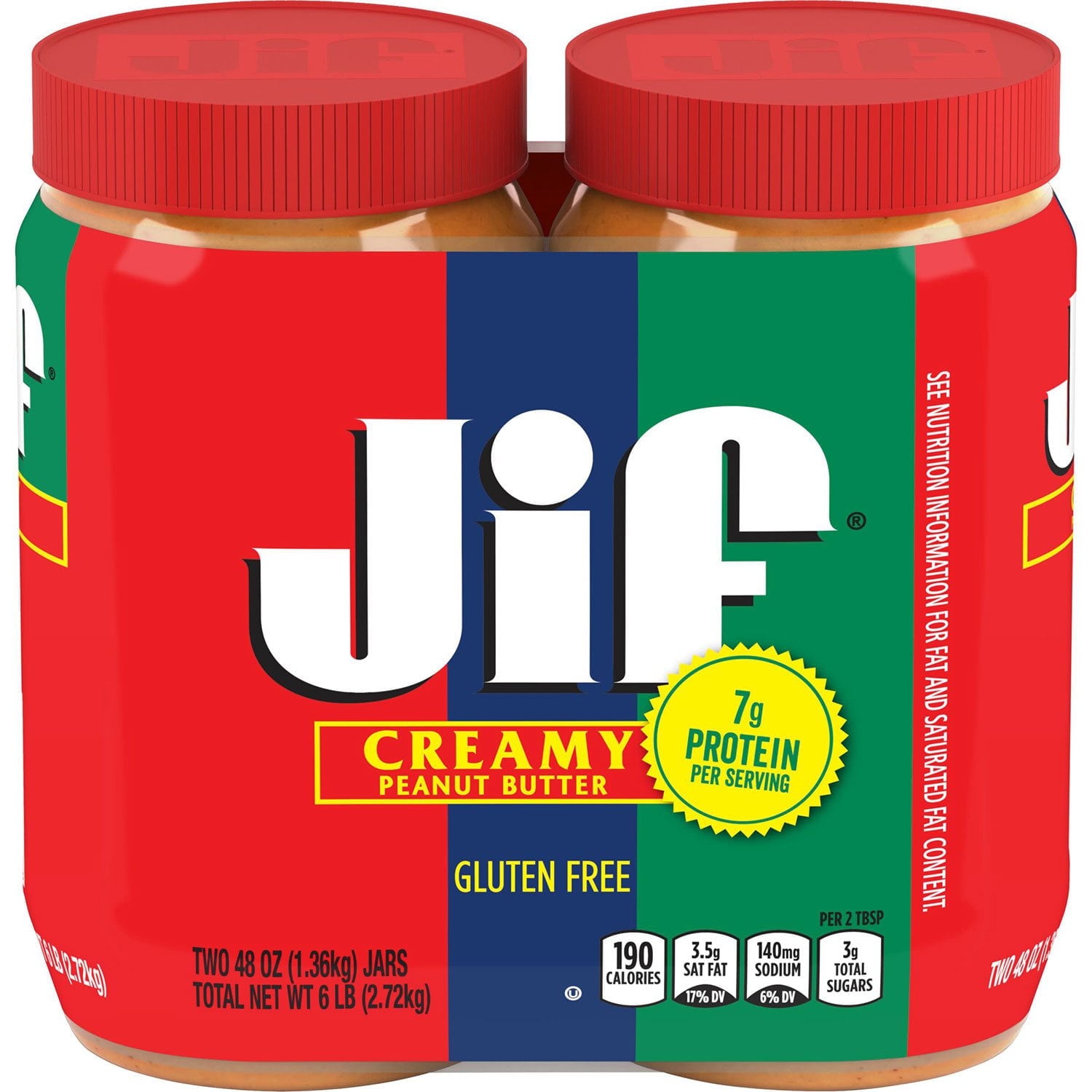 Jif Creamy Peanut Butter (48 oz, 2‑Pack)- With Olive White Bowl By OMA