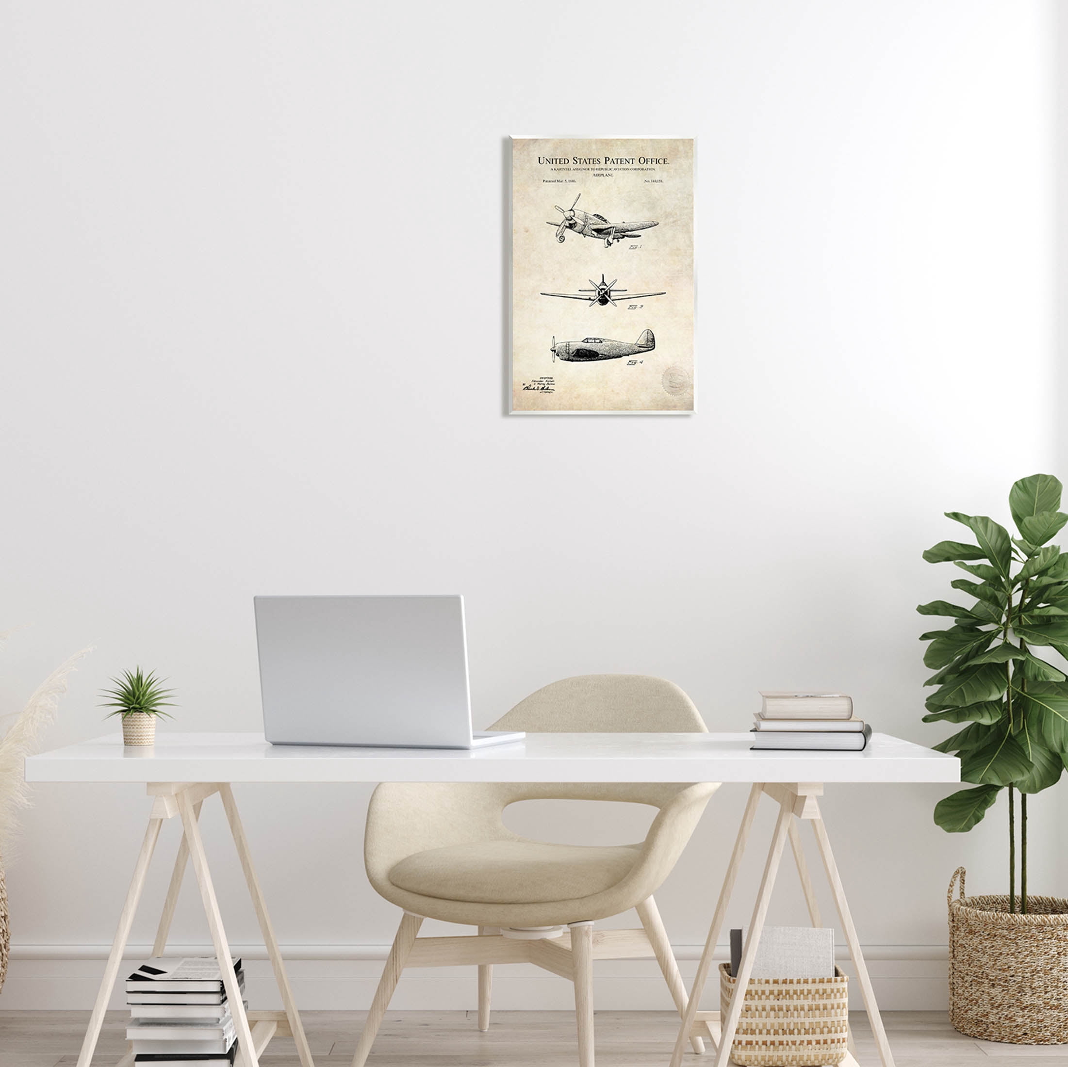 Stupell Industries Historic Aircraft Patent Vintage Graphic Art Unframed Art Print Wall Art, Design by Karl Hronek