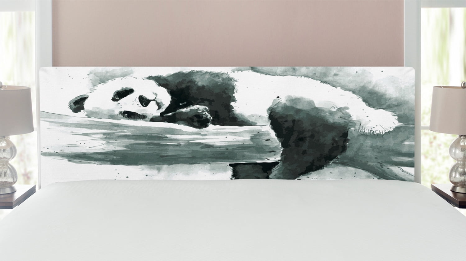 Panda Headboard, Panda Lying on a Tree Branch Classic Watercolor