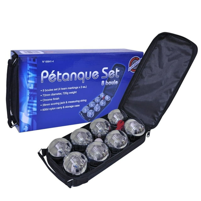 Ensemble de Pétanque Swiftflyte Advanced en Acier, Boules en Acier Chromé avec Cochonnet et Étui de Transport en Nylon