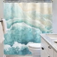 thumbnail image 4 of Extra Long Beach Ocean Wave Shower Curtain for Bathroom Decor 72Wx84H Teal Blue Coastal Nautical Sea Modern Minimalist Art Printed Fabric Polyester Waterproof 12 Pack Plastic Hooks, 4 of 6