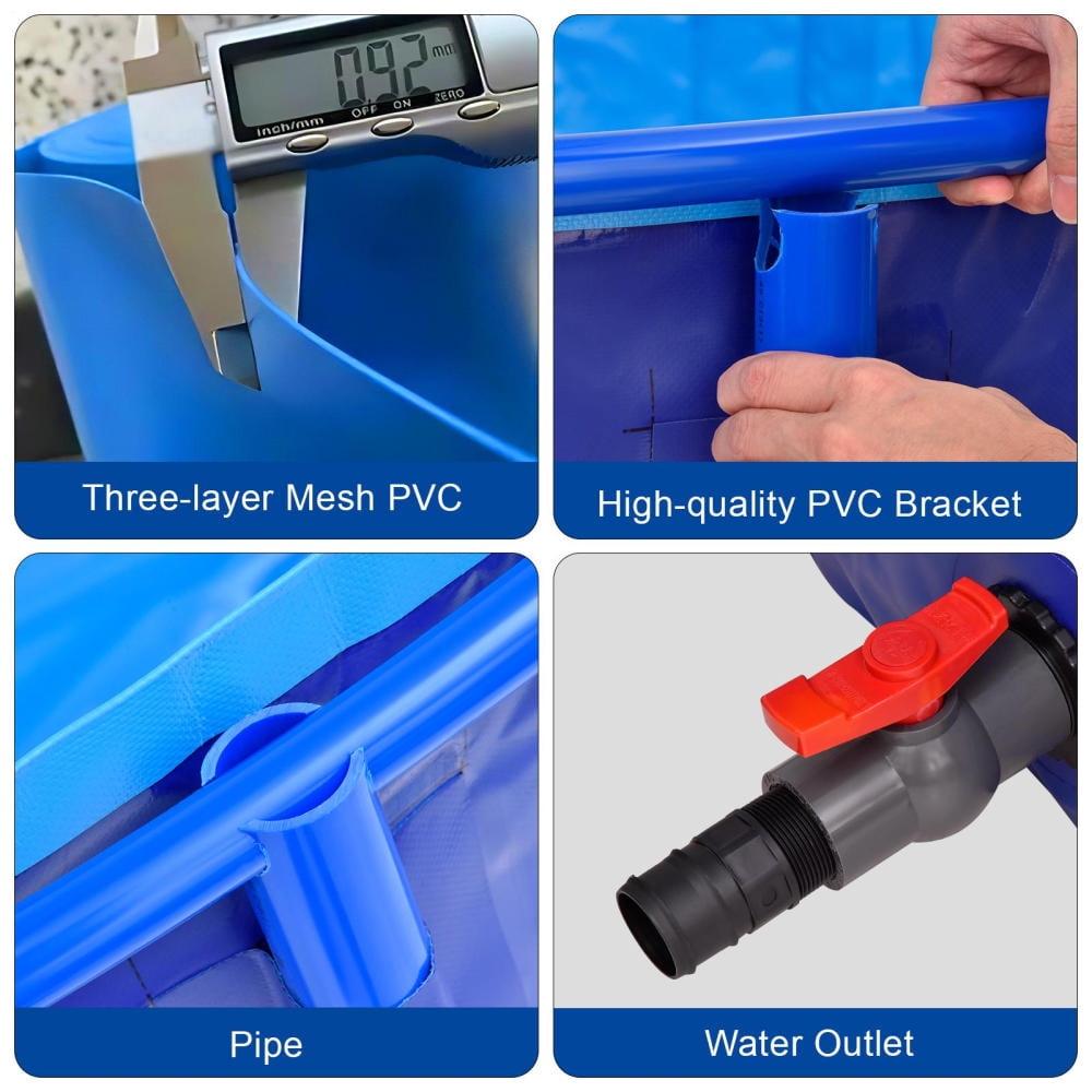 WAASOSCON Thickened PVC Outdoor Fish Pond, Large Capacity Outdoor Thickened Fish Tank, Heat-Sealed Waterproof Design for Koi Breeding & Garden Irrigation