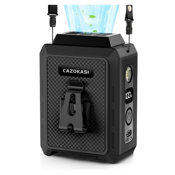 Ventilador portátil con clip de cintura personal CAZOKASI, negro