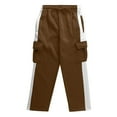 thumbnail image 3 of Cethrio Boys Cargo Sweatpants, Open Bottom Casual Drawstring Relaxed Fit Athletic Pants Brown Size 10-12, 3 of 4