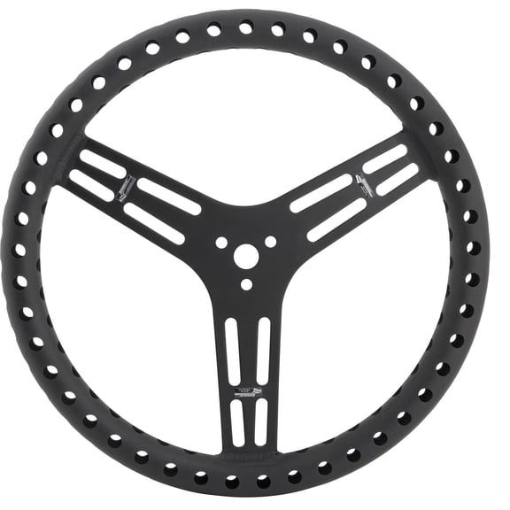 Longacre 52-56867 15" Flat Uncoated Black Aluminum Steering Wheel
