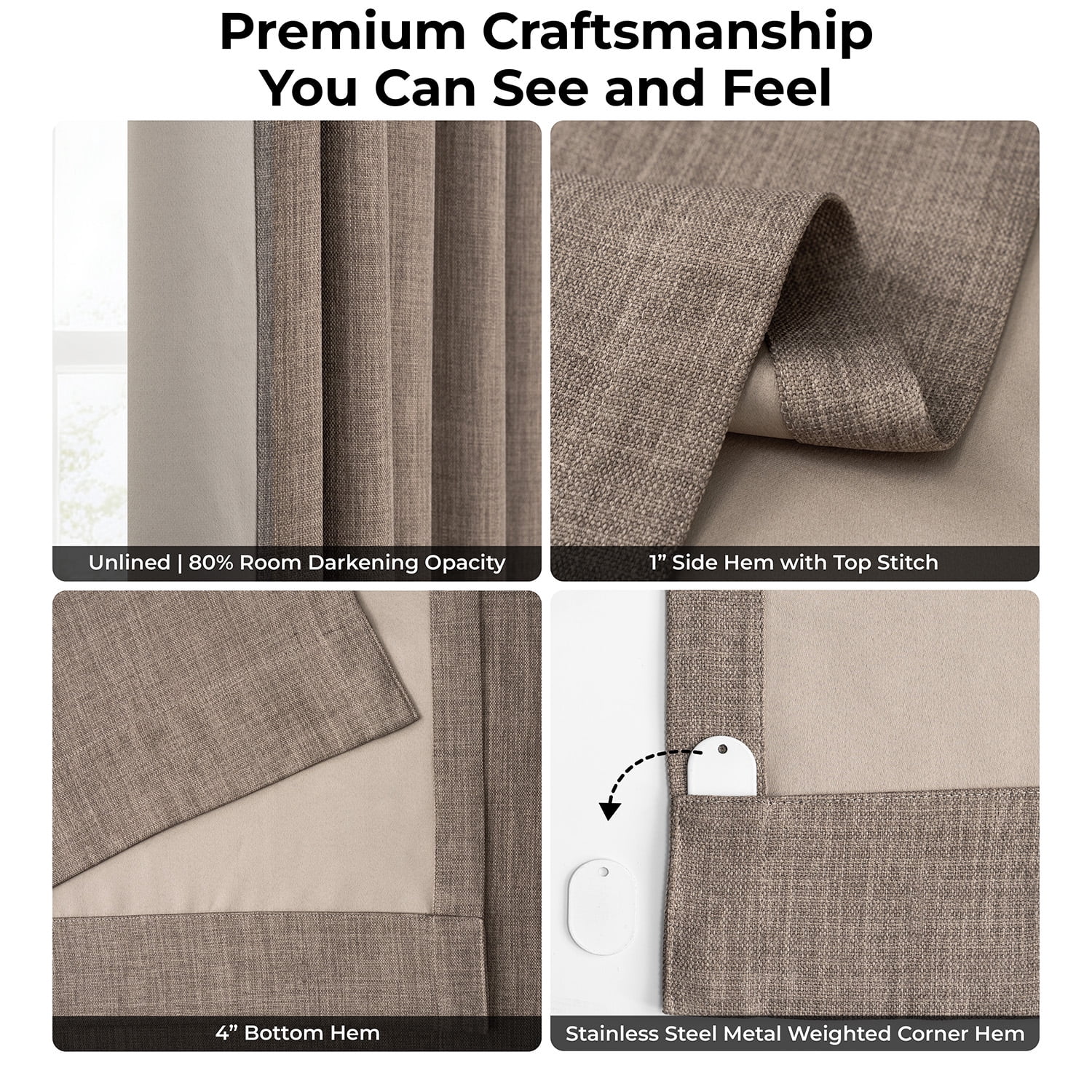 HPD Half Price Drapes Dutch Cocoa Grommet Faux Linen Room Darkening Curtains for Bedroom & Living Room Curtains (1 Panel), Door & Window Curtains 108 inches long, 50W X 108L