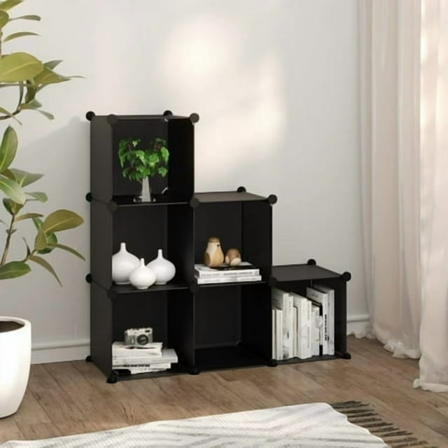 vidaXL Cube de Rangement avec 6 Cubes Noir PP