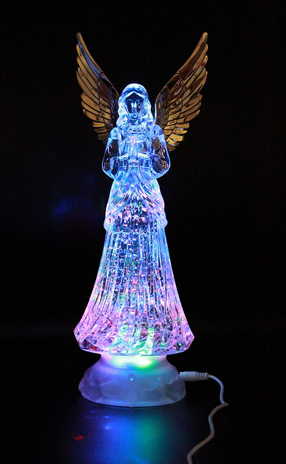 LED Lighted Sparkling Multi-Color Changing Figurines 12'' Prayer Angel Statues Home Decorative 