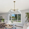 thumbnail image 6 of 5-Light Chandelier Ceiling Light Pendant Light Modern Contemporary Style Sputnik Pandant E12 with Universal Canopy Slope Ceiling Mount Metal Frame Nickel/Brass Plating With Glass Shade, 6 of 12