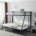 thumbnail image 3 of Twin Over Full Bunk Bed with Trundle, Metal Bunk Beds Frame with 2 Side Ladder and Full-Length Guardrails, Triple Bunk Bed for 3 Kids Teens Adults, Black, 3 of 7