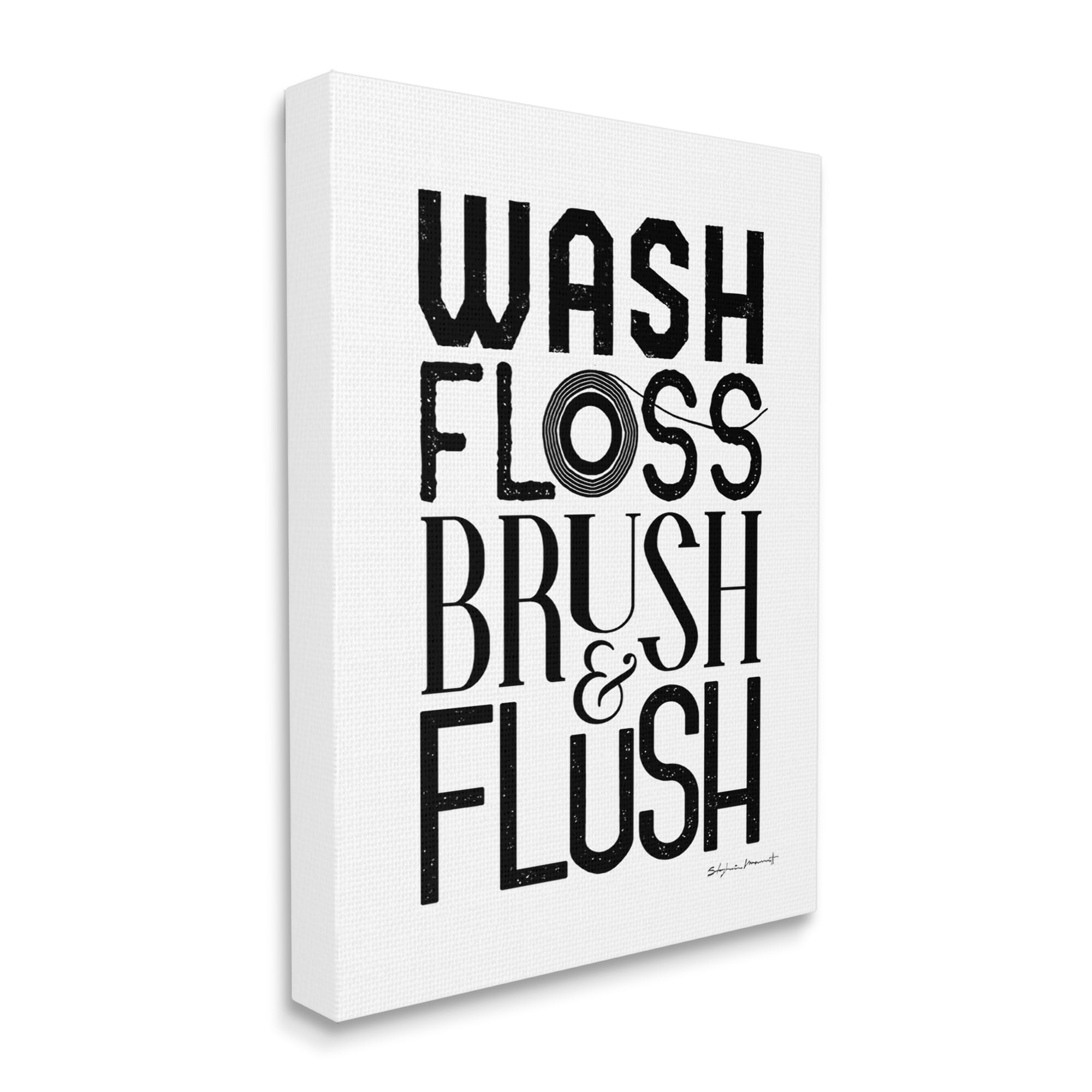 Stupell Industries Bathroom Terms Wash Floss Brush Flush Minimal Text, 24 x 30, Design by Stephanie Workman Marrott
