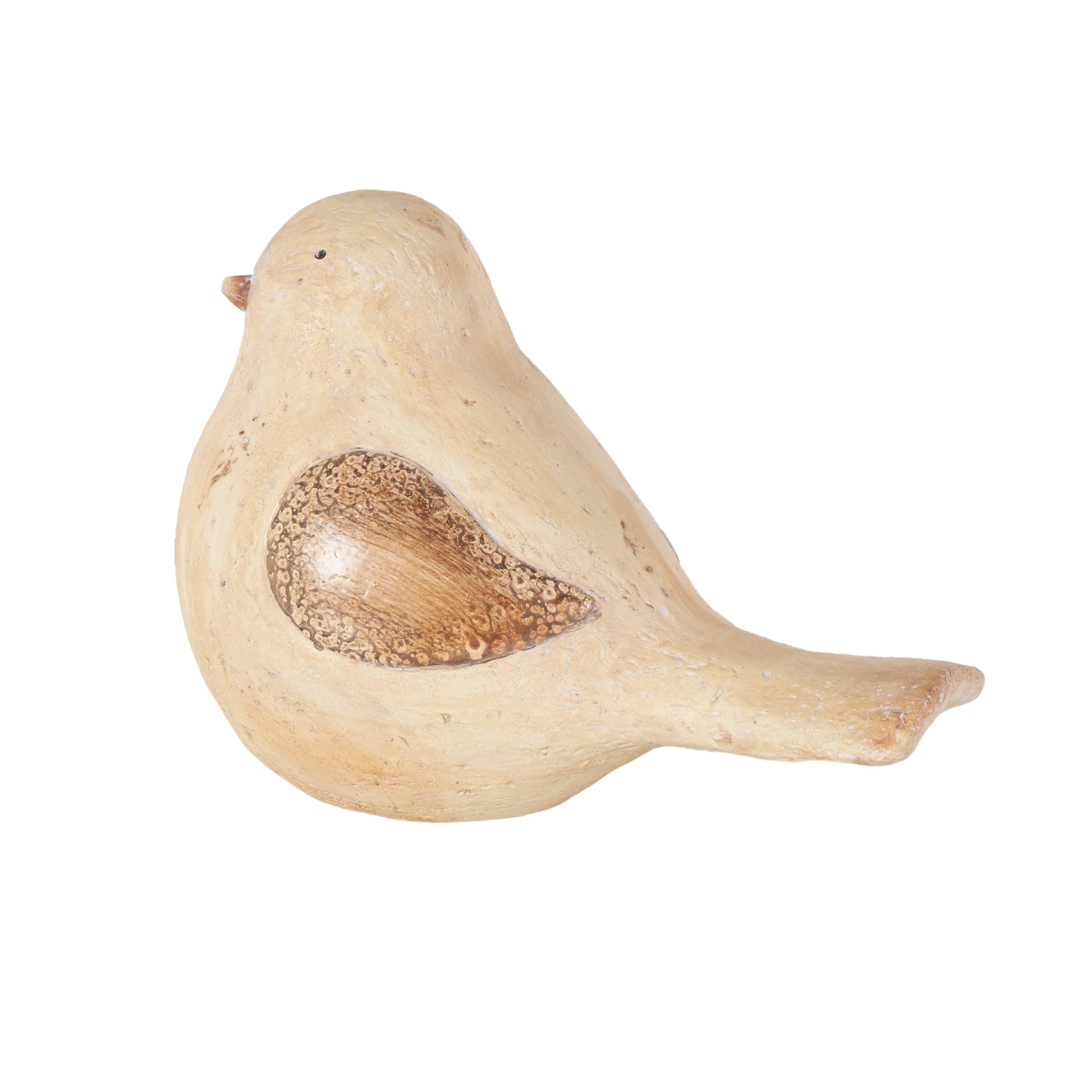 DecMode 9" Sitting Bird Garden Sculpture with Brown Accents