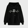 thumbnail image 2 of Fanxing Clearance 2024 Teen Girls Plus Size Hoodies, Heartbeat Hoodies for Juniors Sweatershirt ,2024 Fall Fashion Lightweight Drawstring Pullovers for Women Black L, 2 of 5