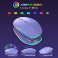 thumbnail image 6 of Wagpak Wireless Keyboard and Mouse Combo RGB Backlit Rechargeable 2.4GHz Quiet 108 keys Keyboard-Purple, 6 of 8