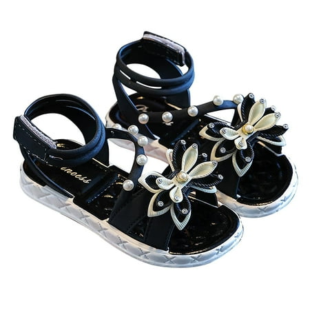 Nmnitkp Girls Sandals  Open Toe Cute Bow Princess Girls Flats  Sparkly Summer Dress Shoes Sandals for Toddler/Little Kid/Big Kid