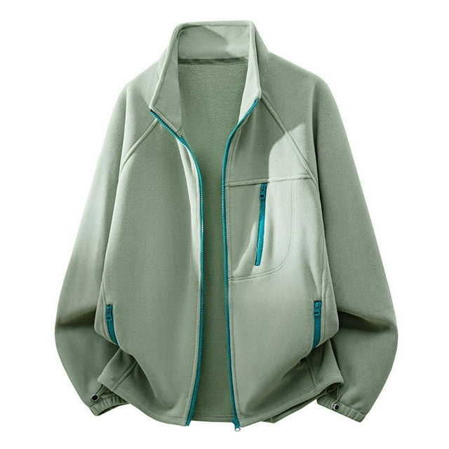 Veste en Molleton pour Homme, Veste en Molleton Décontractée Unie à Manches Longues avec Col Montant, Fermeture Éclair et Poches, Longue Veste pour Homme