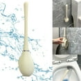 thumbnail image 4 of TTJ Toilet Brush Set Scrub Brush Flexible Flat Toilet Brush Wall Mount No Drill Modern Bathroom Bowl Cleaner with Drying Stand for Under Rim Corner Cleaning and Easy Storage, 4 of 9